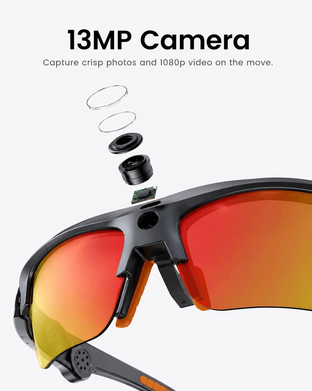 VIZEN AI Smart Cycling Glasses – 13MP HD Camera, AI Recognition & Translation, Bluetooth Music & Calls, Sports Sunglasses