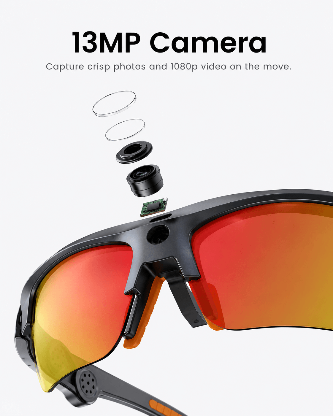 VIZEN AI Smart Cycling Glasses – 13MP HD Camera, AI Recognition & Translation, Bluetooth Music & Calls, Sports Sunglasses