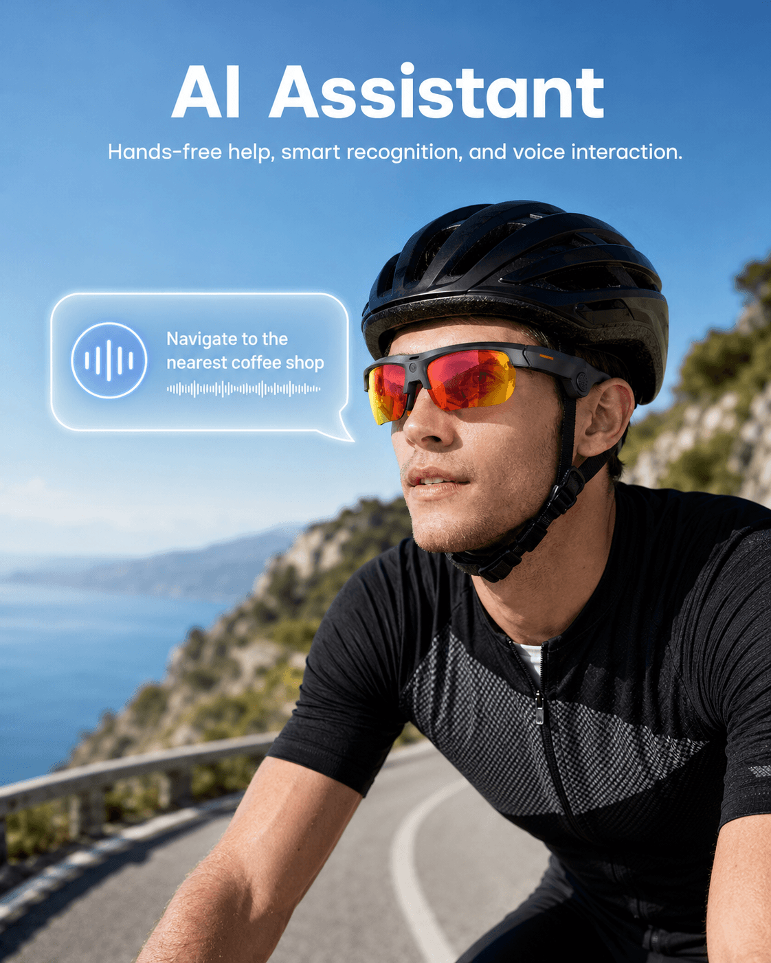 VIZEN AI Smart Cycling Glasses – 13MP HD Camera, AI Recognition & Translation, Bluetooth Music & Calls, Sports Sunglasses