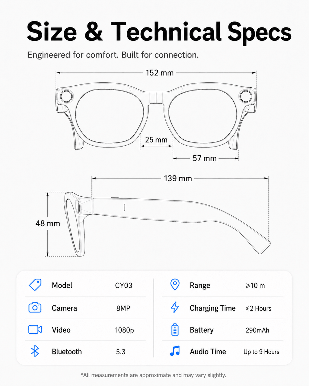 VIZEN AI Camera Glasses – HD Video, Translation & 2-in-1 Lenses
