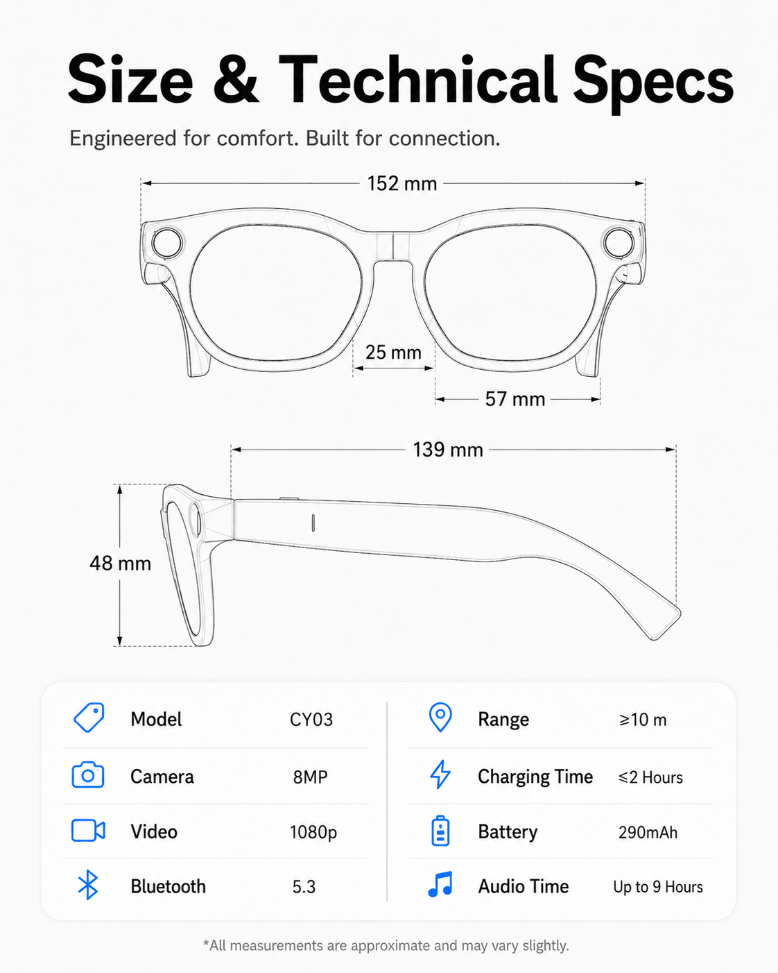 VIZEN AI Camera Glasses – HD Video, Translation & 2-in-1 Lenses