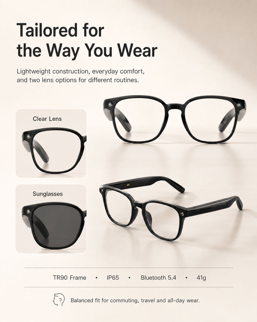 VIZEN AI Smart Glasses with Camera, Translation, Music & Calls