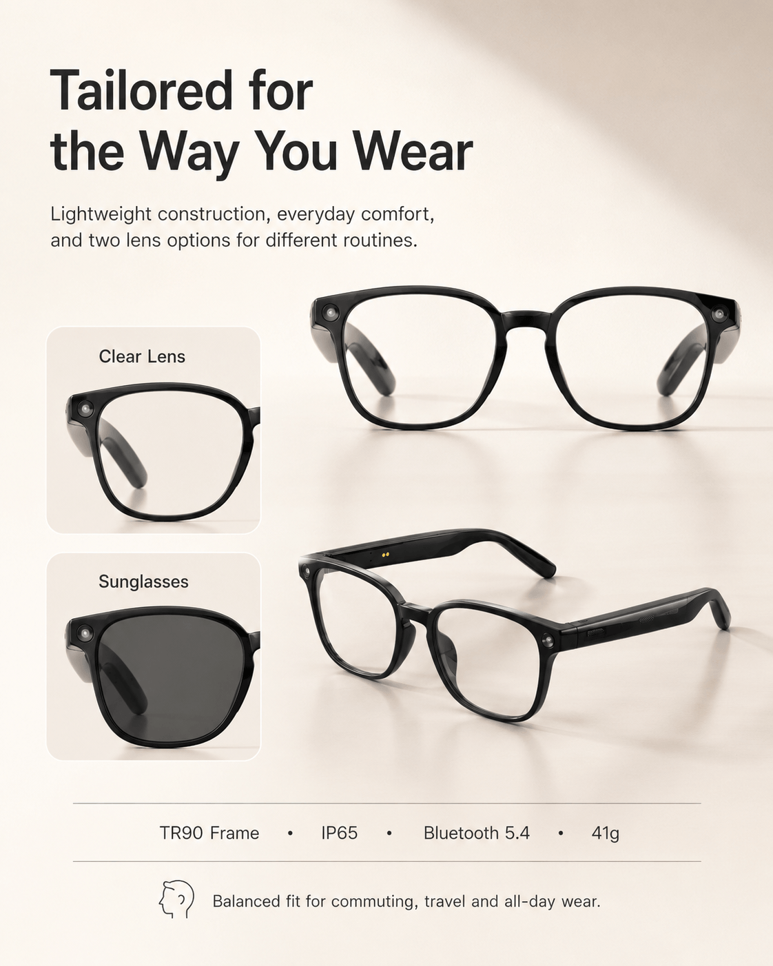 VIZEN AI Smart Glasses with Camera, Translation, Music & Calls