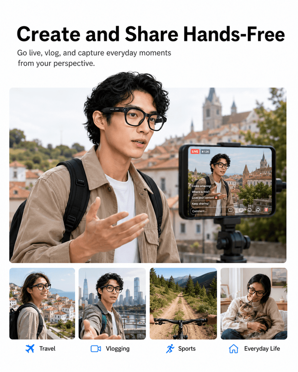 VIZEN AI Camera Glasses – HD Video, Translation & 2-in-1 Lenses