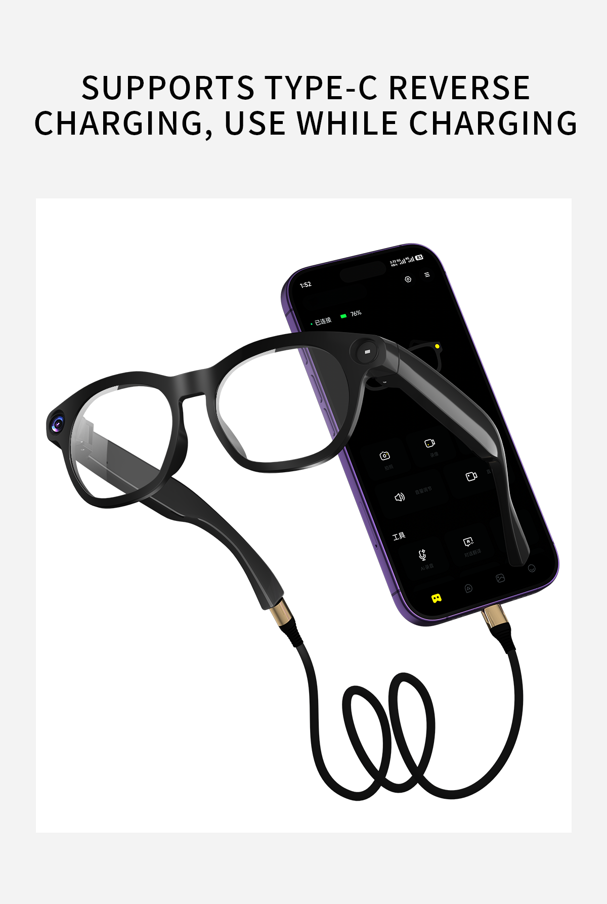 VIZEN AI Camera Glasses – HD Video, Translation & 2-in-1 Lenses