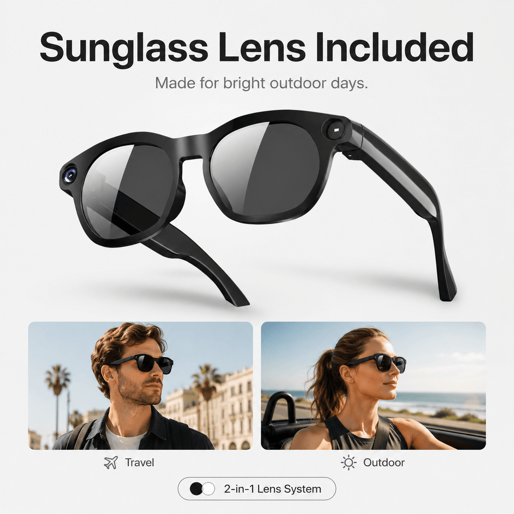 VIZEN AI Camera Glasses – HD Video, Translation & 2-in-1 Lenses