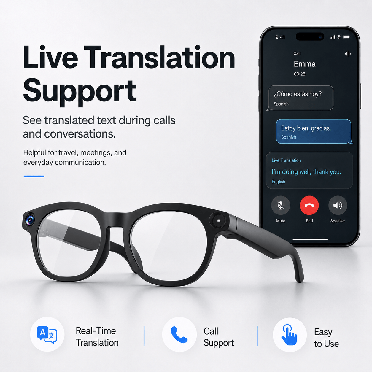 VIZEN AI Camera Glasses – HD Video, Translation & 2-in-1 Lenses