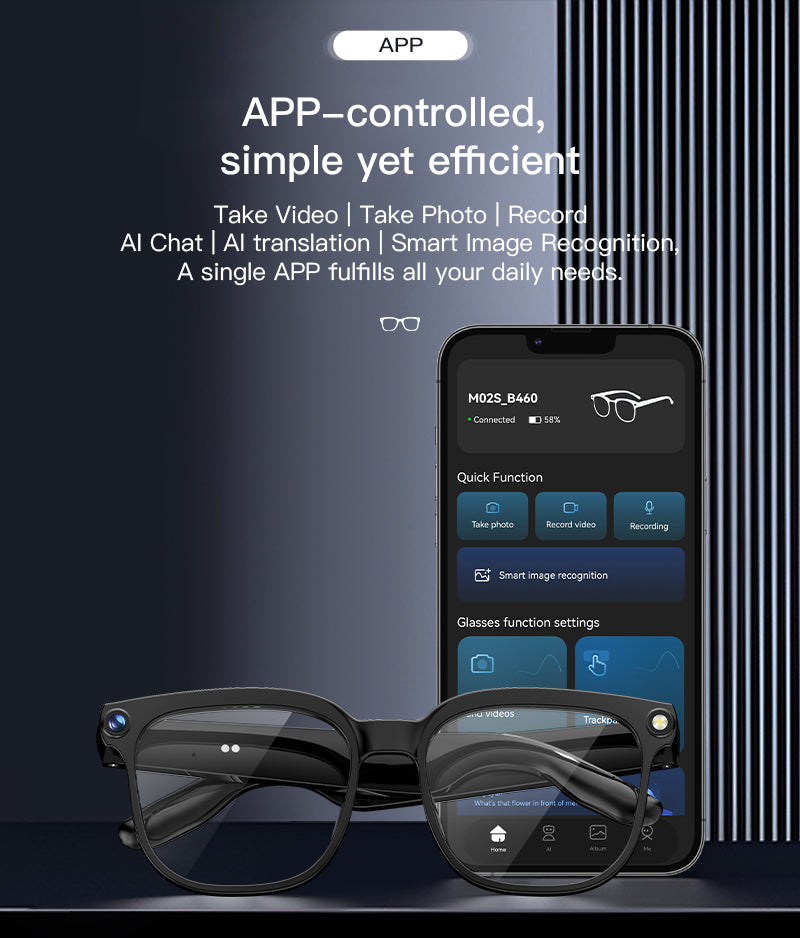VIZEN AI Smart Glasses with Camera, Translation, Music & Calls