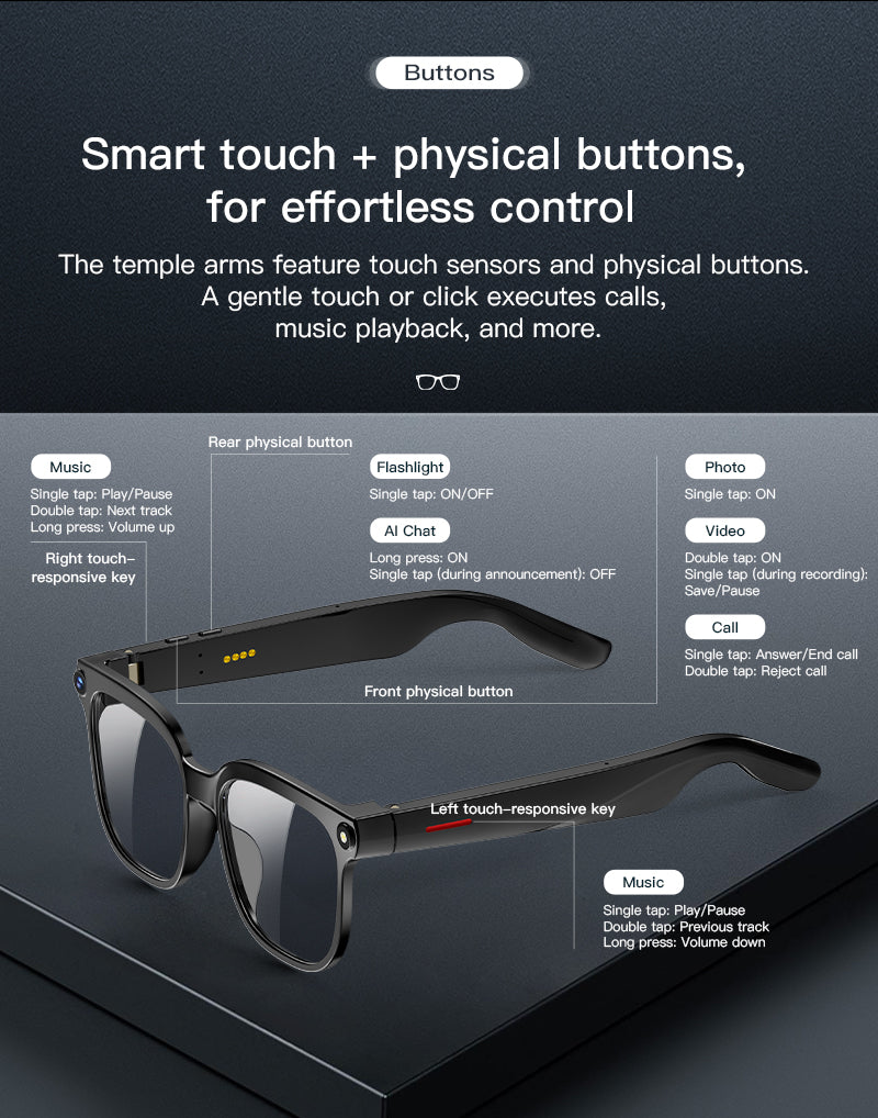 VIZEN AI Smart Glasses with Camera, Translation, Music & Calls