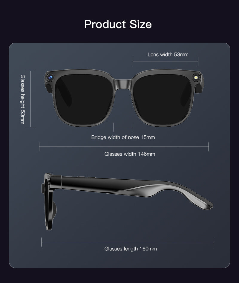 VIZEN AI Smart Glasses with Camera, Translation, Music & Calls
